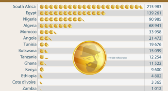 14 african countries with the most millionaires (at least worth 500,000 $)