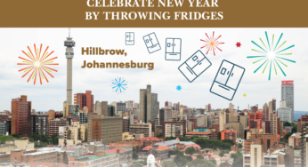 Hillbrow residents in South Africa celebrate new year by throwing fridges